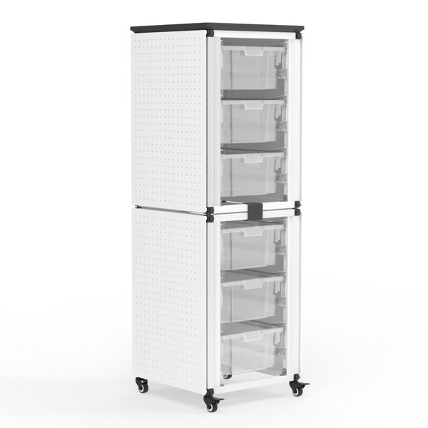 Luxor Modular Classroom Storage Cabinet - 2 stacked modules with 6 large bins MBS-STR-12-6L